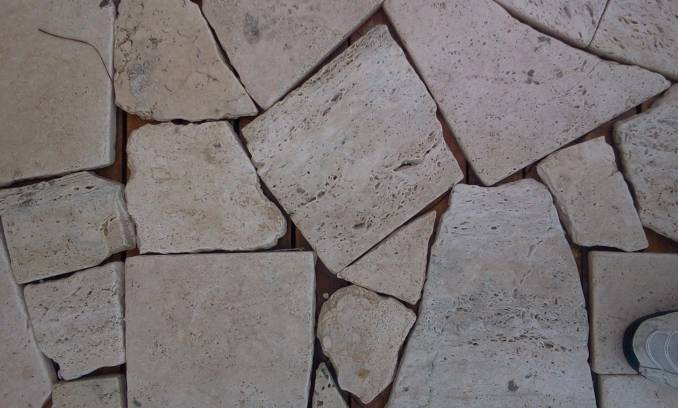 Crazy Paving: Tumbled Travertine and marble